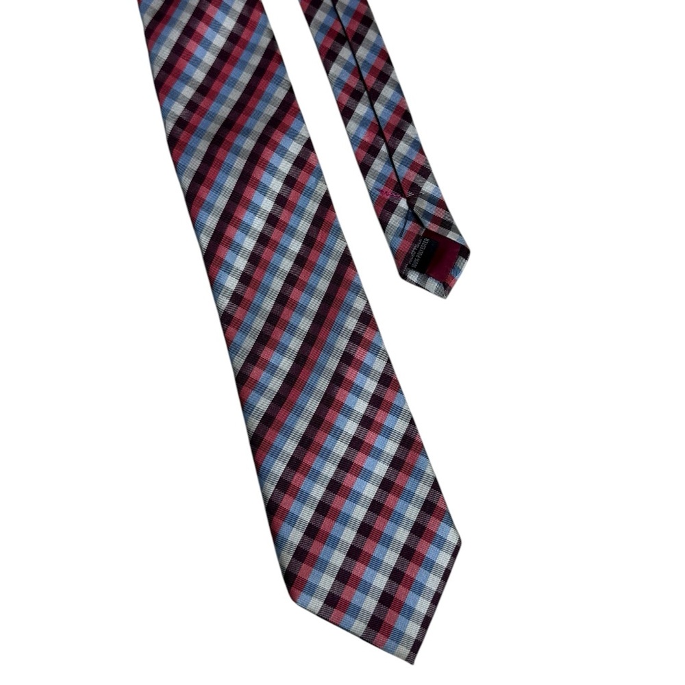 Laurant Bennet Gingham‎ Pink Mens Tie Quiet Luxury Handmade Old Money Formal